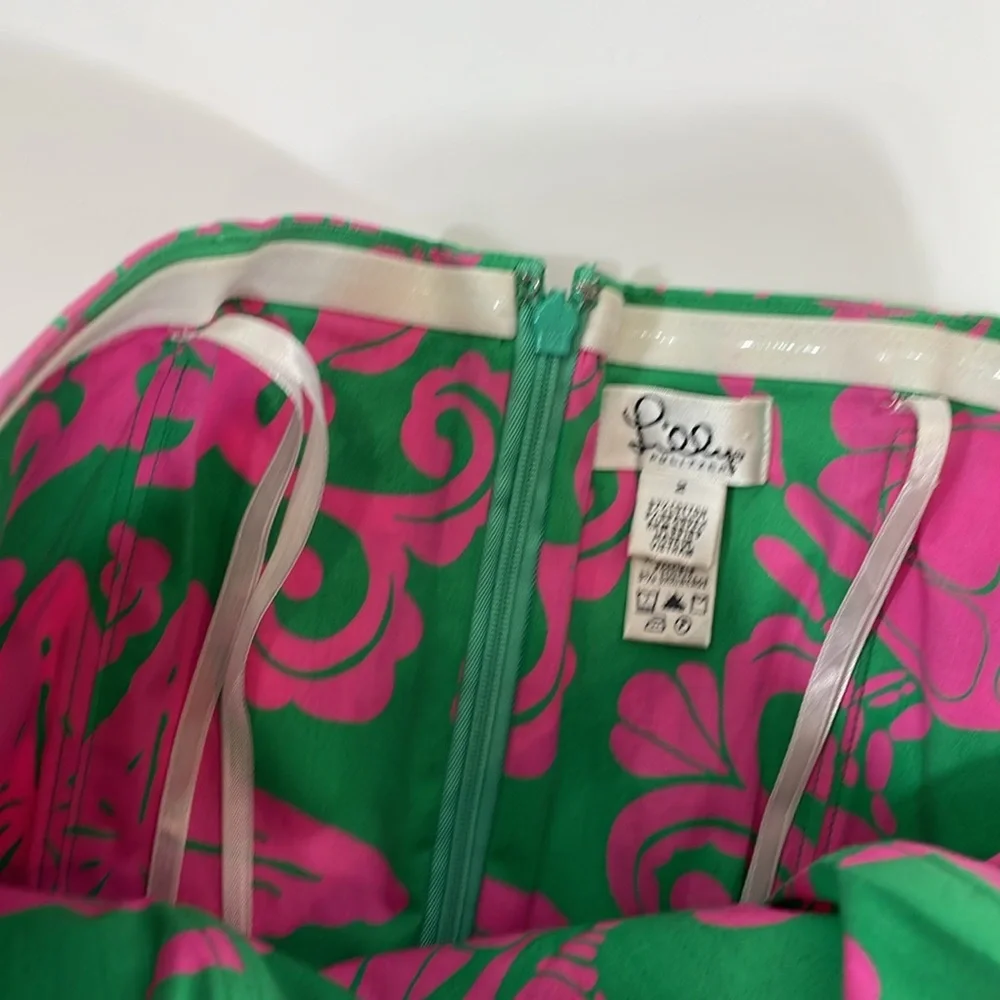 Lilly Pulitzer Strapless Sienna Dress Size 2 Vintage Pink Green Sea Life EUC - Picture 8 of 16